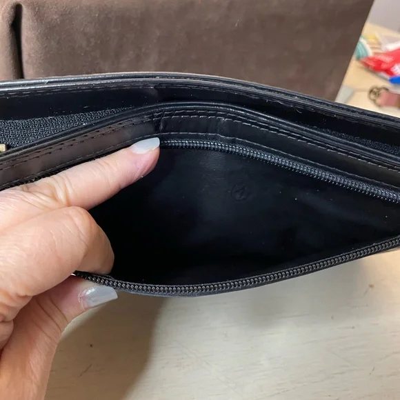 Mario Valentino Black and Gold Clutch with Elegant Wristlet